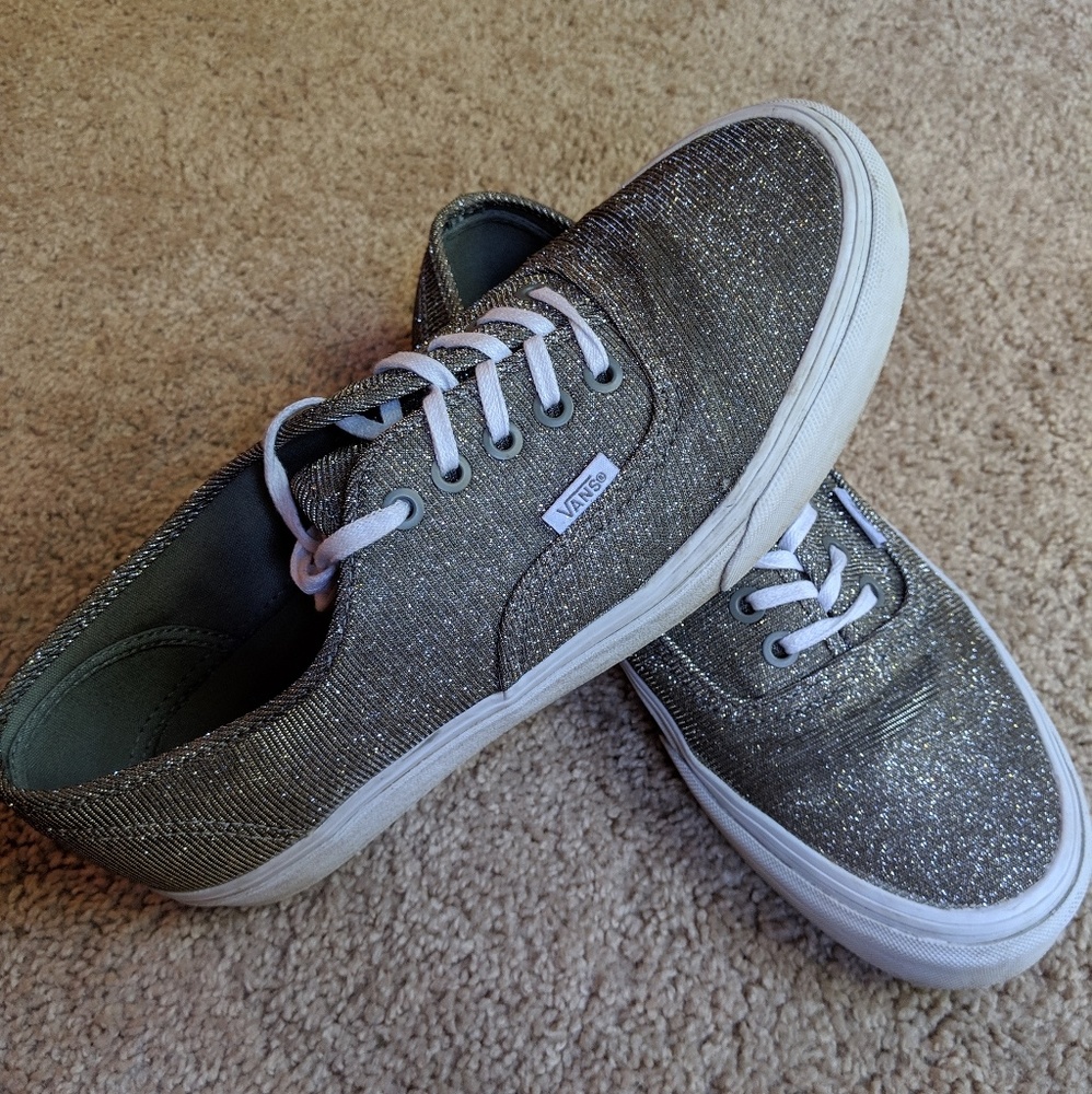 Silver Glitter Authentic Vans